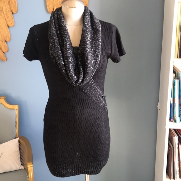 Set of 2 knit sweater bodycon mini dresses red & black short sleeves pull over S - Picture 10 of 16